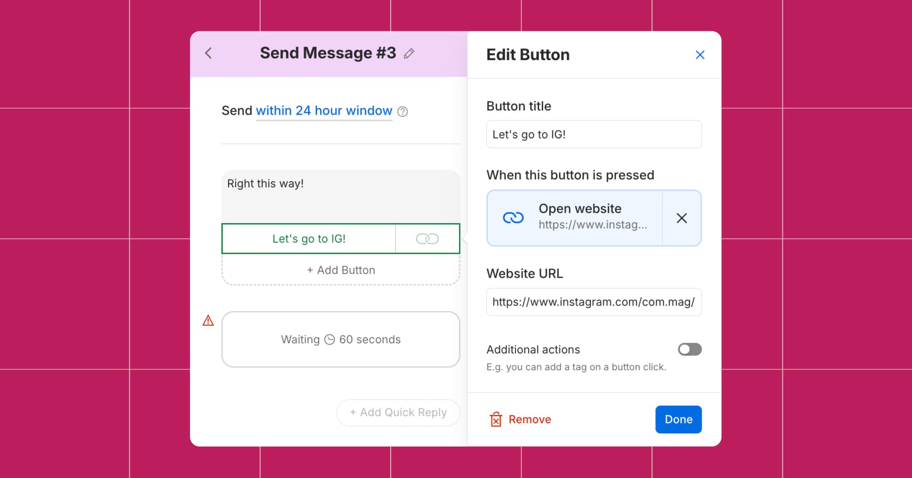Screenshot of messaging options 