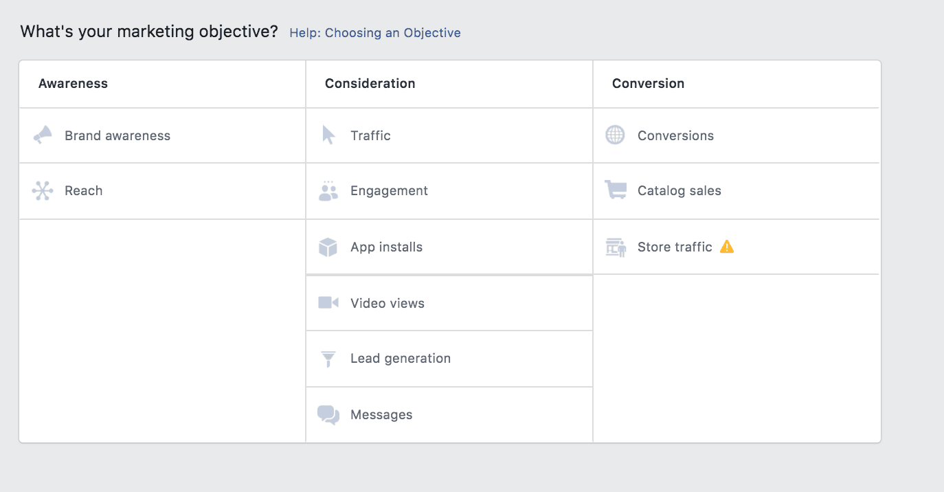 instagram ads campaign objective