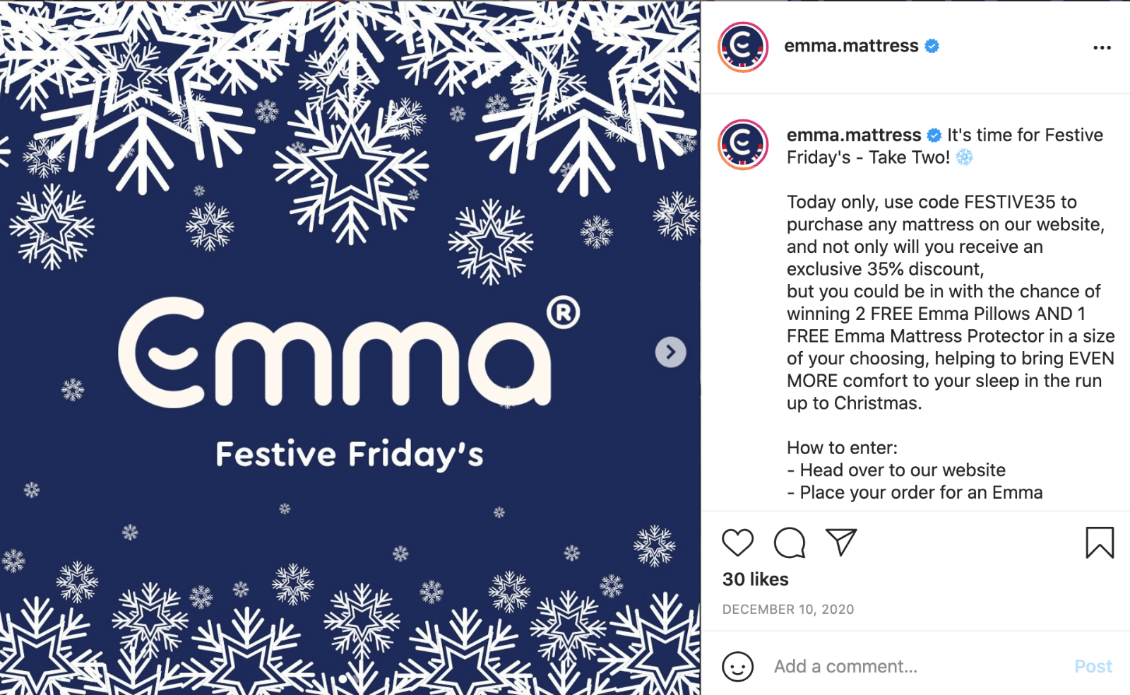 emma mattress christmas giveaway example