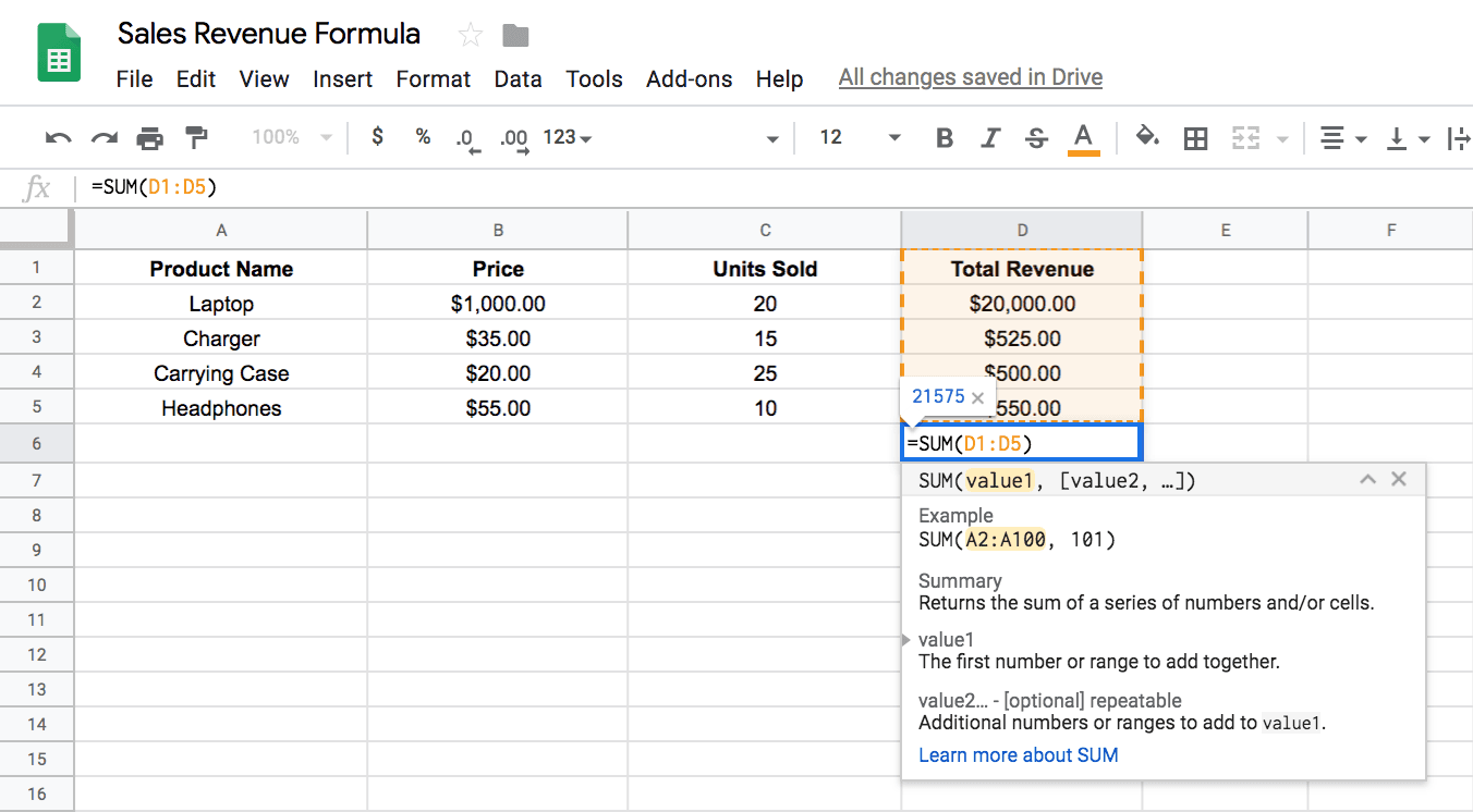 How to Use Google Sheets to Figure Out Sales Revenue Step 4.1 | The Easiest Way to Figure Out Your Sales Revenue