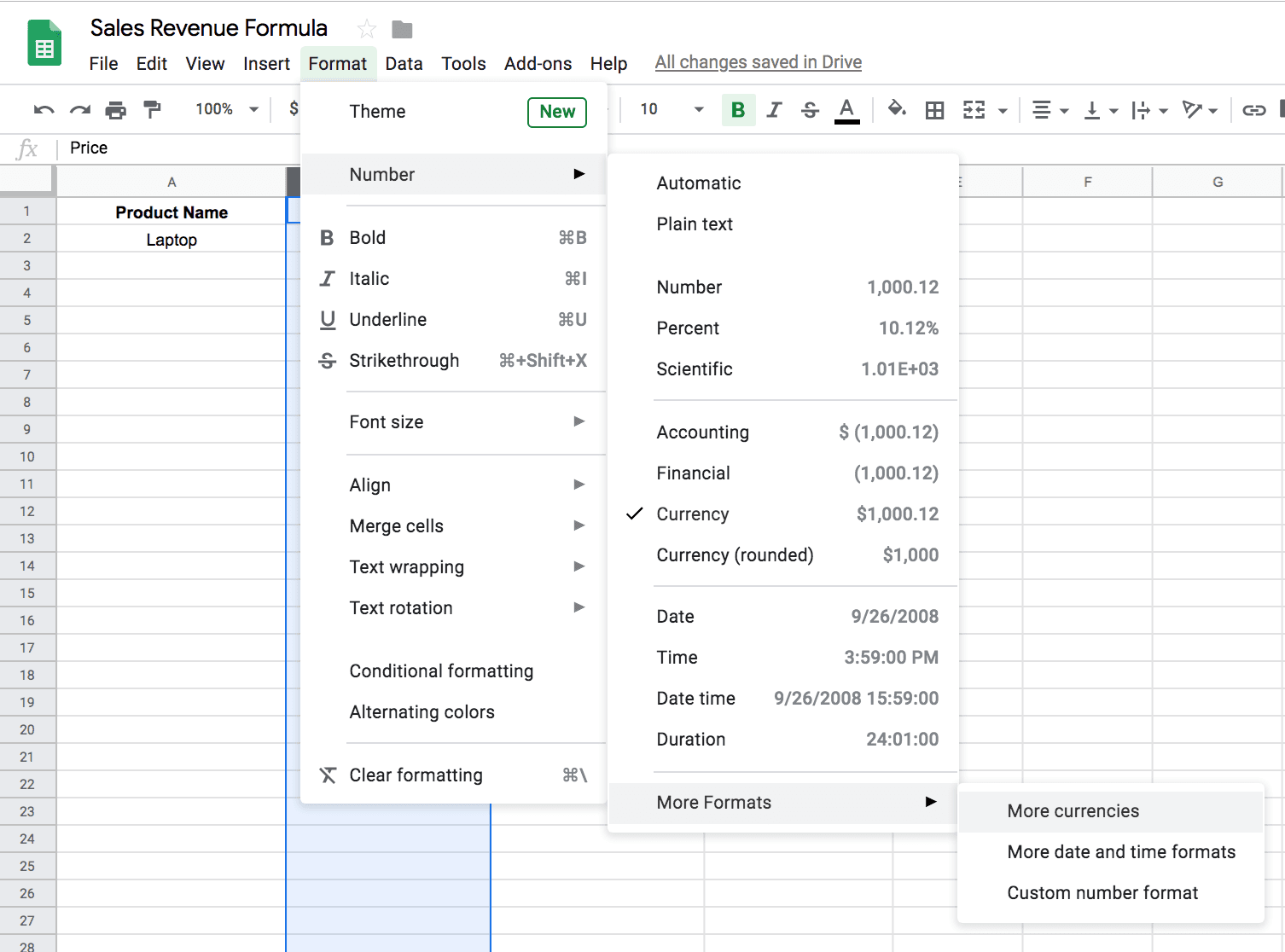 How to Use Google Sheets to Figure Out Sales Revenue Step 3 | The Easiest Way to Figure Out Your Sales Revenue