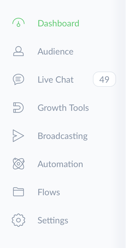 ManyChat Dashboard Menu