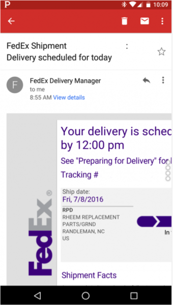 FedEx shipment mail on mobile not optimized