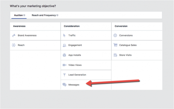 facebook what is your marketing objective screen