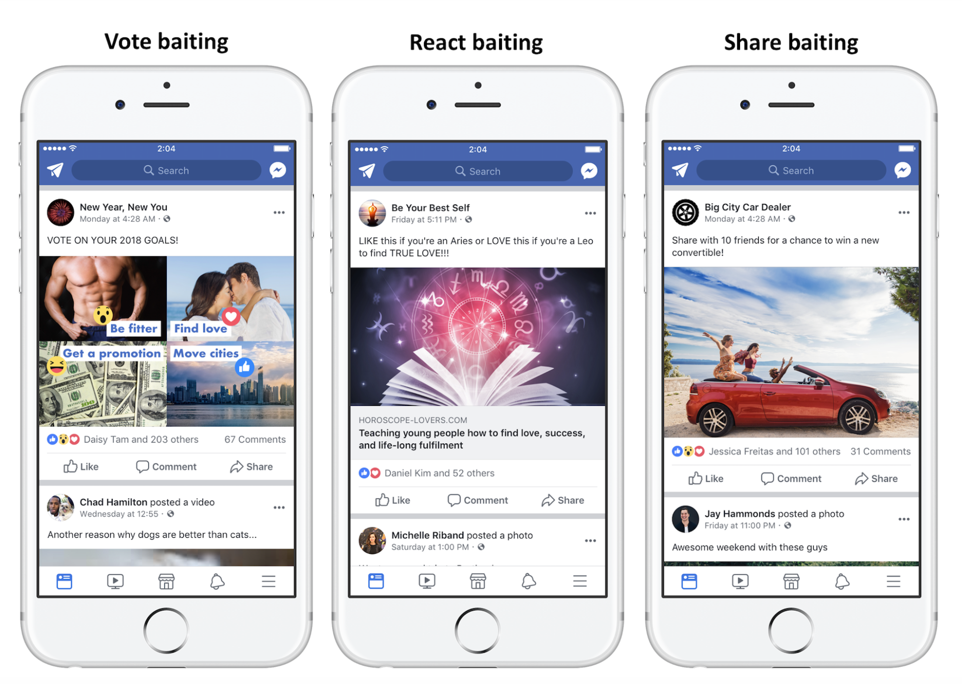 Facebook example of engagement bait