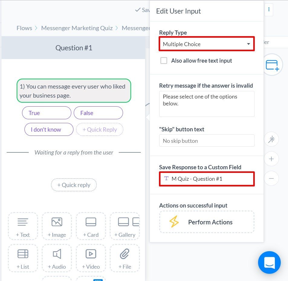 Create Your First Chatbot Quiz | Replies to messenger quiz