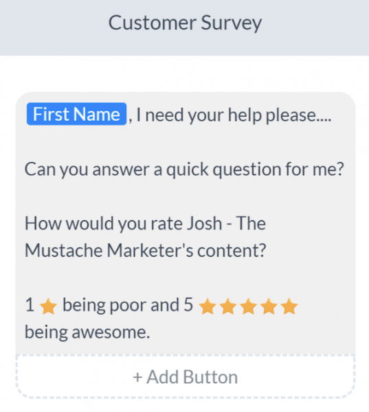generate customer reviews | ManyChat text example 