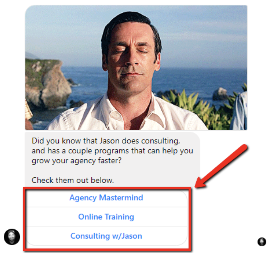 dotbot for jason swenk agency | messenger marketing funnel
