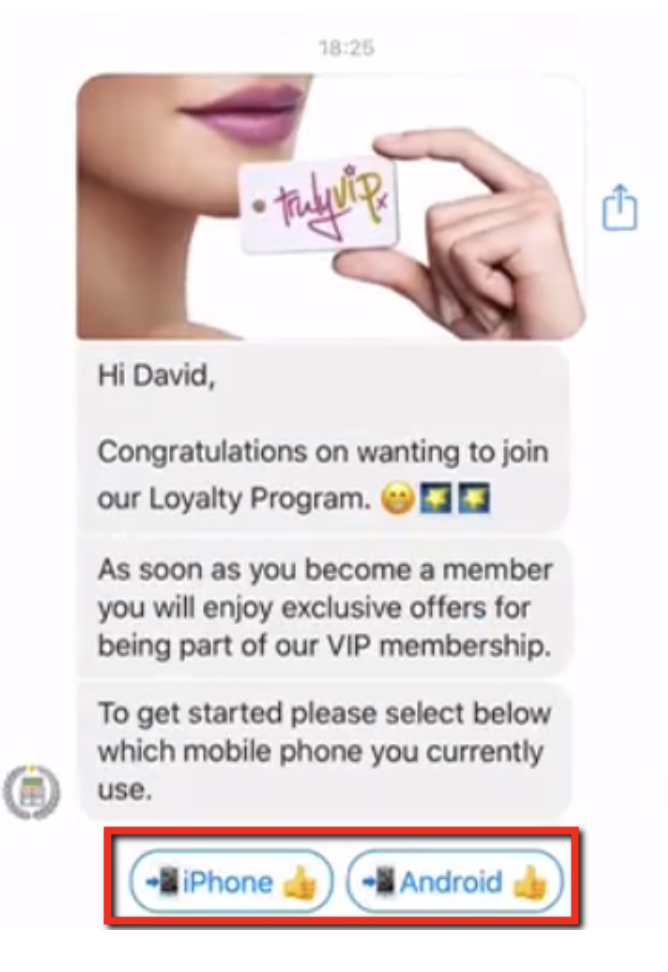 manychat message example for loyalty program