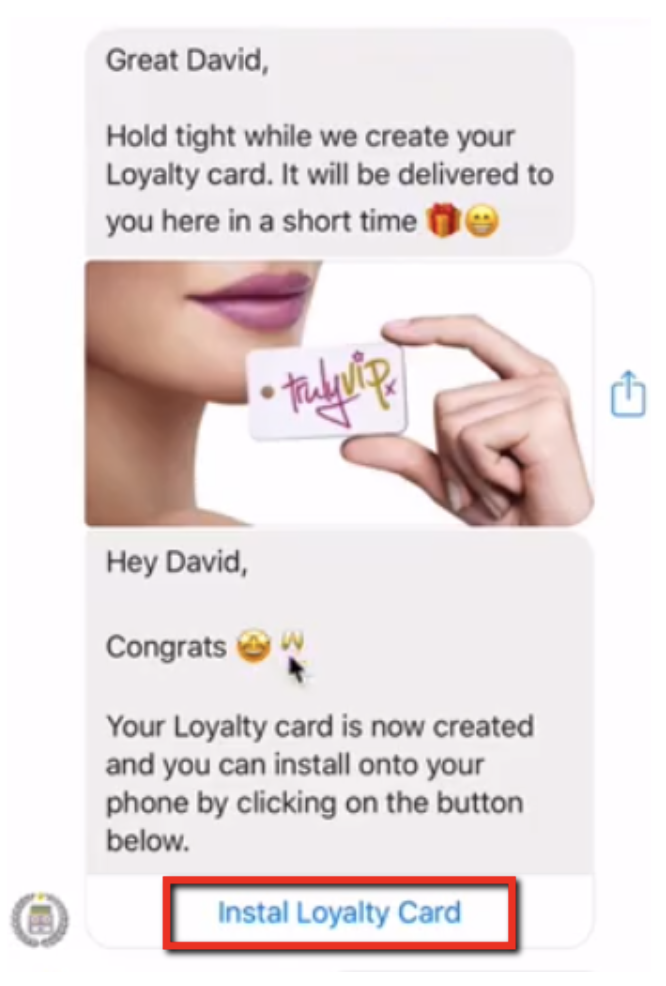 install loyalty card with mobile wallet using manychat and messenger