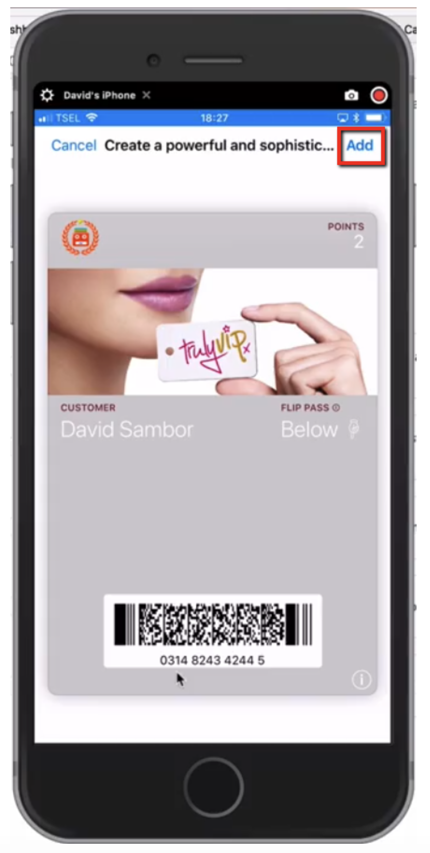 mobile wallet example adding loyalty program card