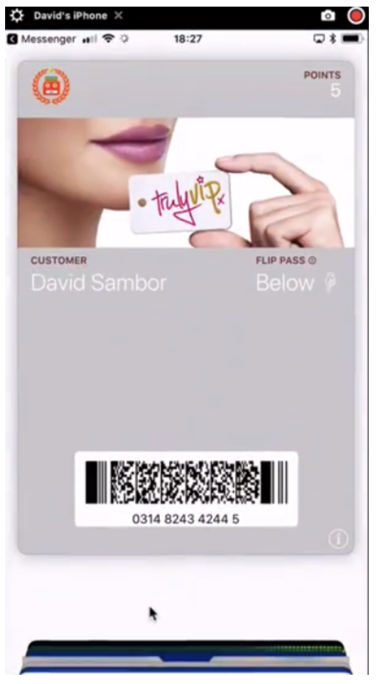 mobile wallet example for messenger marketing loyalty program