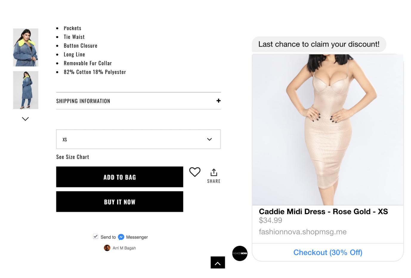 fashionnova example using ecommerce chatbots