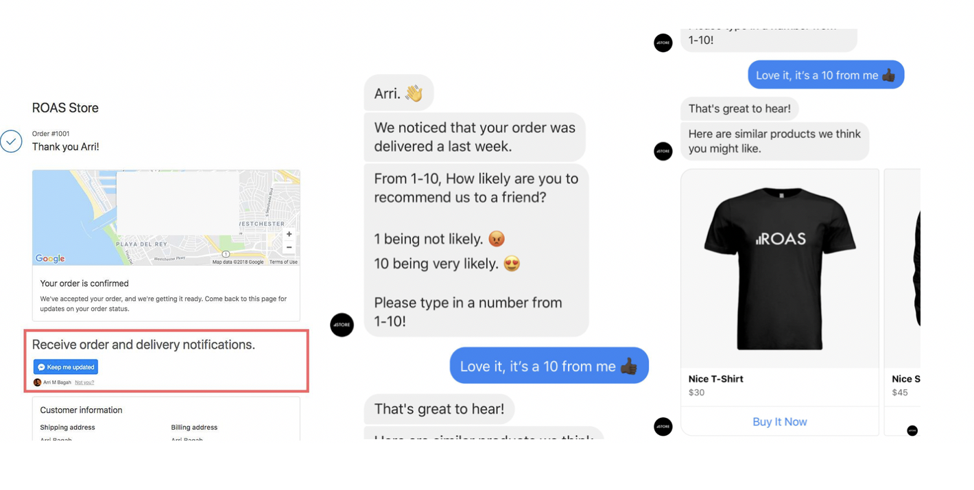 ROAS Store example | ecommerce chatbots