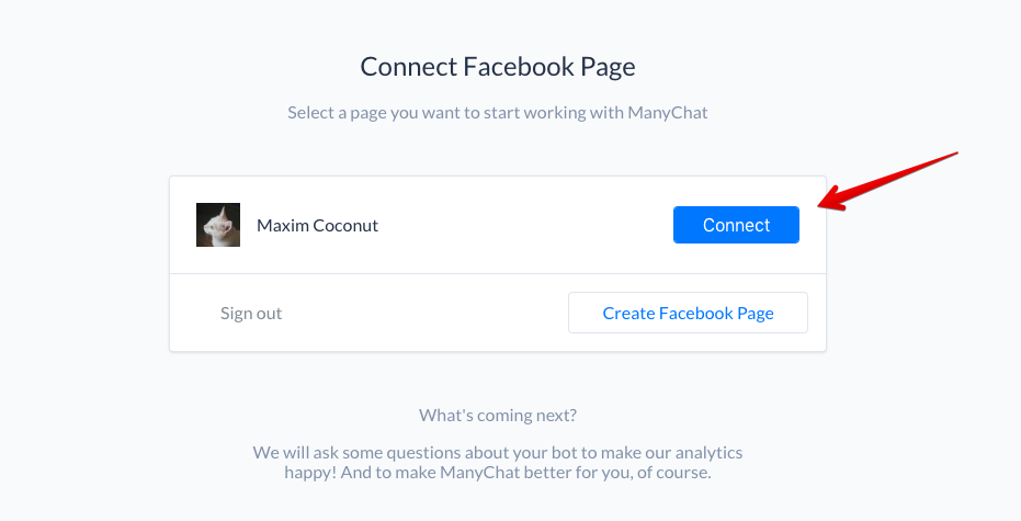 Step 3 to Make A Facebook Messenger bot: Link your Facebook Business Page