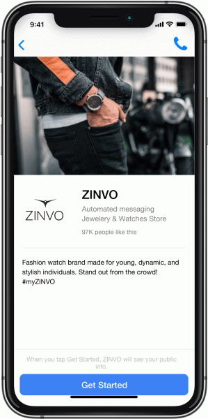Zinvo Watches Messenger Bot Flow