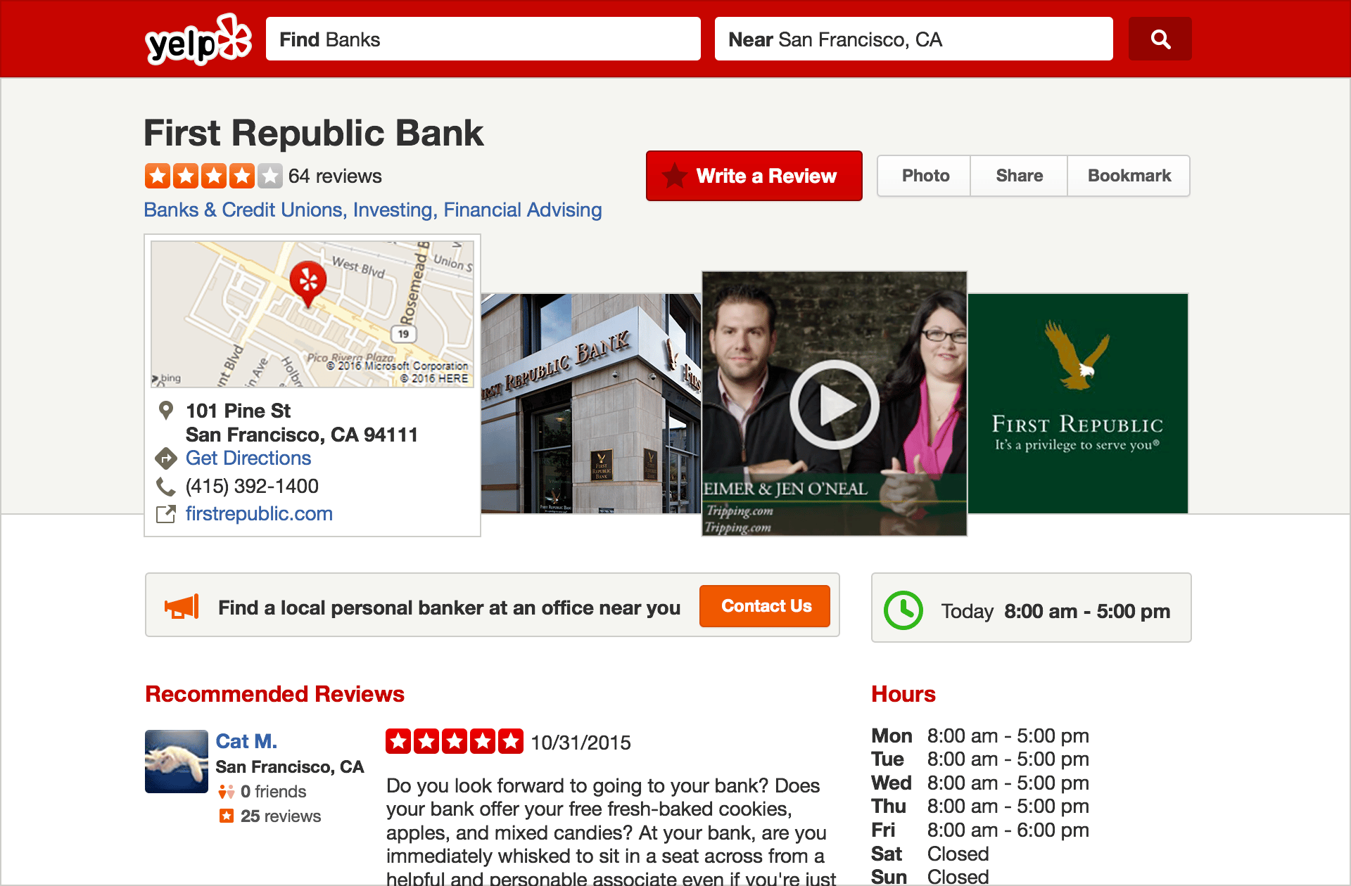 Yelp Listing Example