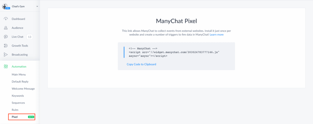 ManyChat Pixel