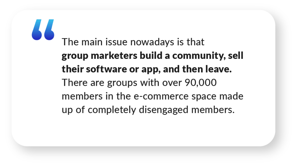 Quote about community marketers from Saleem Ahrar