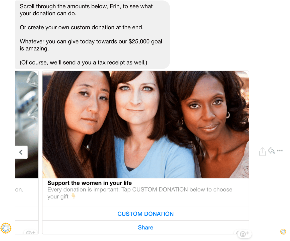 Non-profit Chatbot Example - Ovarian Cancer Canda