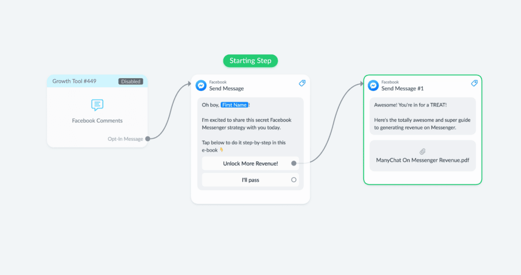 Facebook comments growth tool bot flow