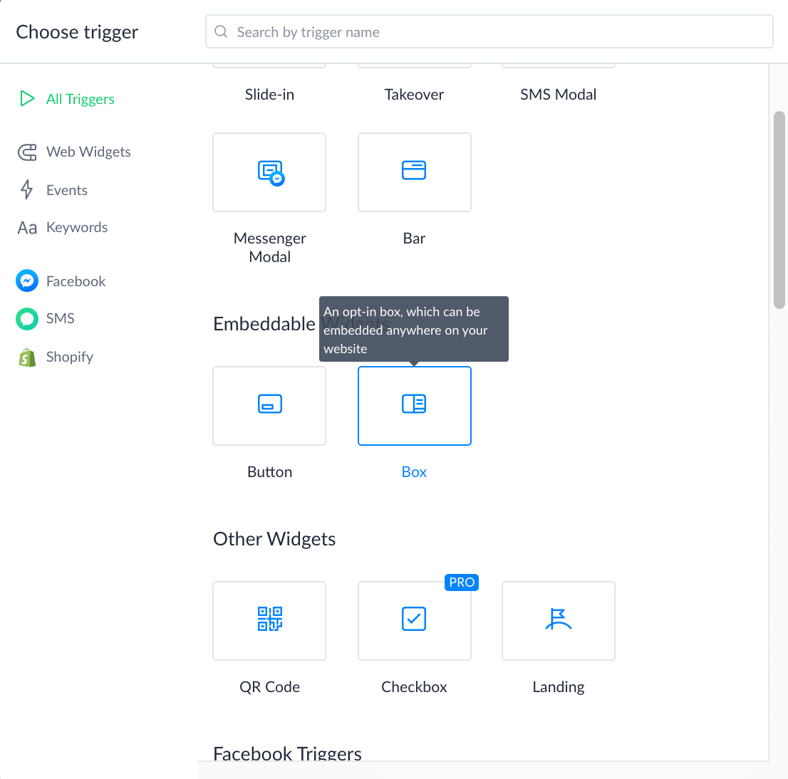 Choosing box widget