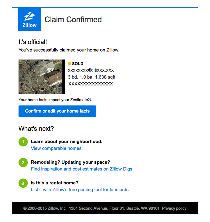 Transactional Email - Zillow