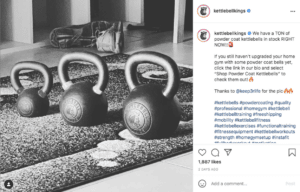 @Kettlebellkings shares at-home fitness equipment regularly by way of shoppable posts.
