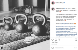 @Kettlebellkings shares at-home fitness equipment regularly by way of shoppable posts. 