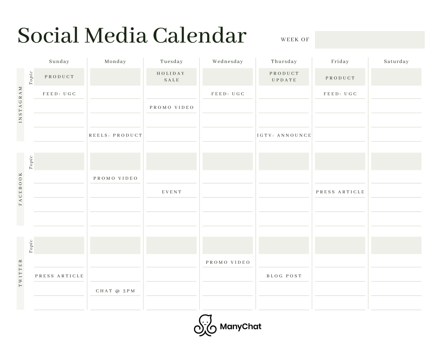 Real Examples of Instagram Content Calendars - Manychat Blog