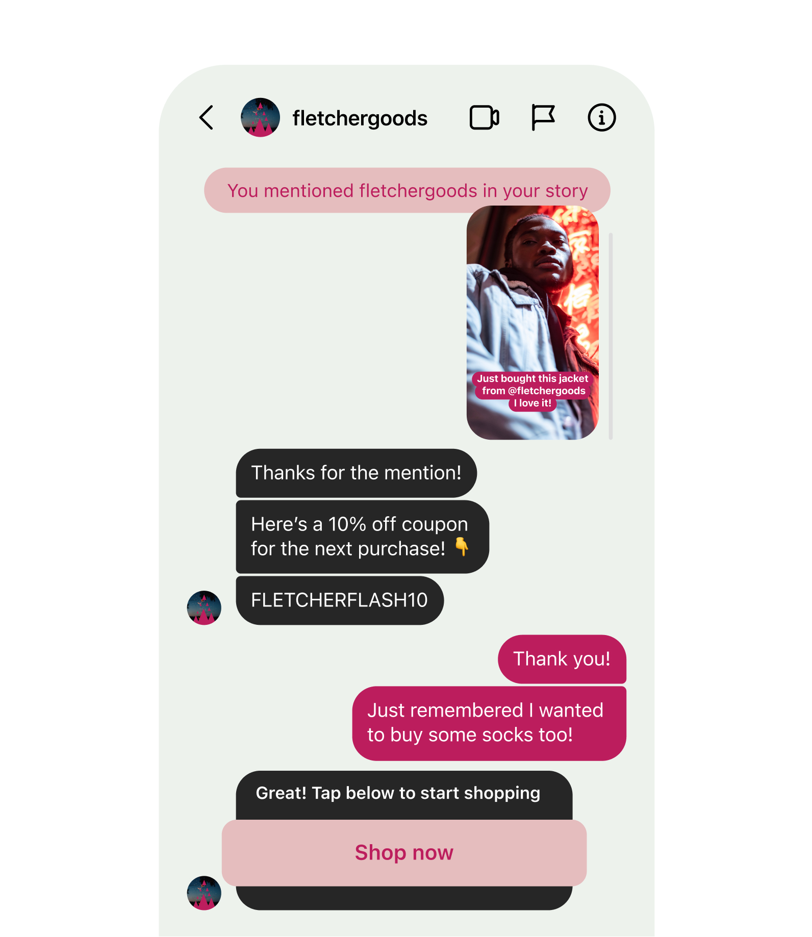 Story reply, reaction, mention image